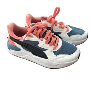 Puma X-Ray Speen Lace Up White Pink Blue EUC US Women 7.5